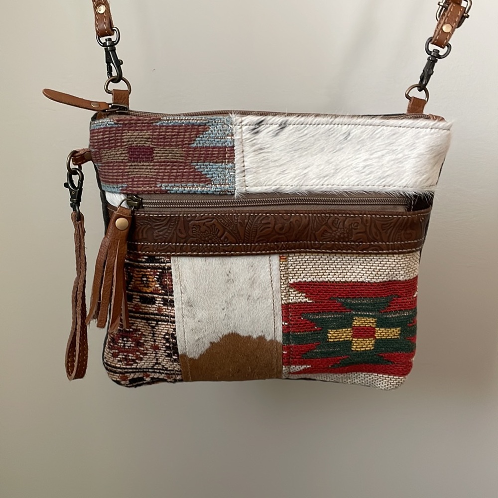Myra Bag Genuine Cowhide and Leather Western Crossbody Bag